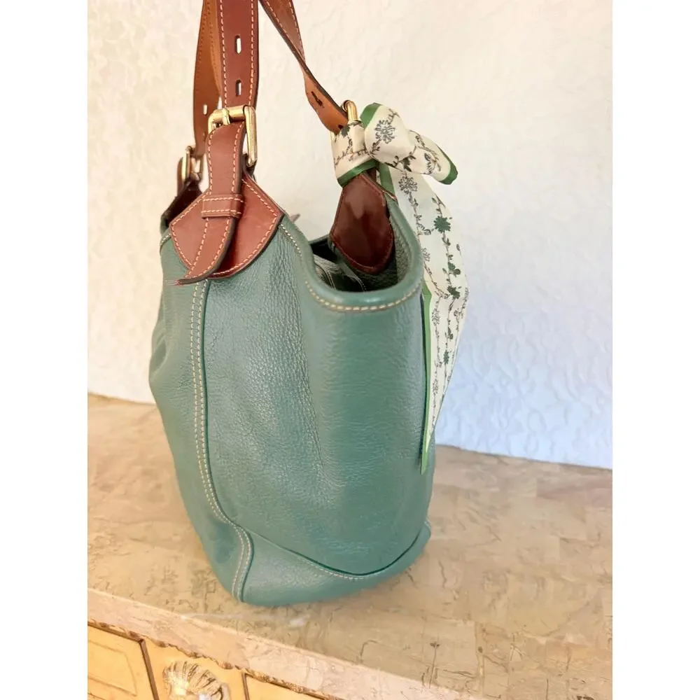 XL Dooney and Bourke Valerie green pebble tote shoulder bag